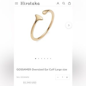 Hirotaka Gossamer Oversized Ear Cuff Yellow Gold
